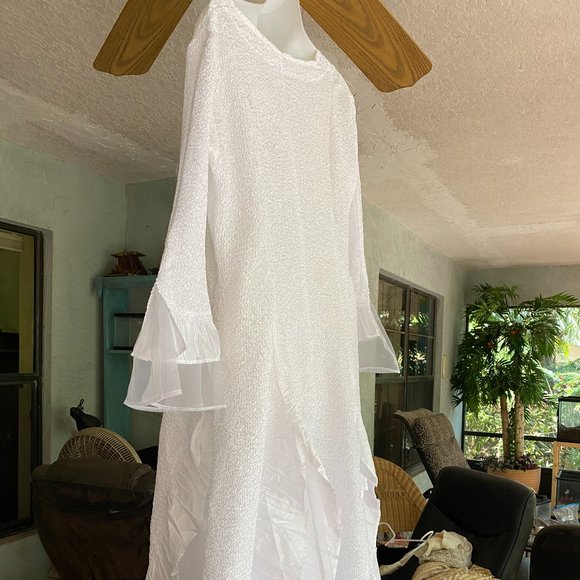 White Dress with Ruffle Hem - Picture 2 of 5